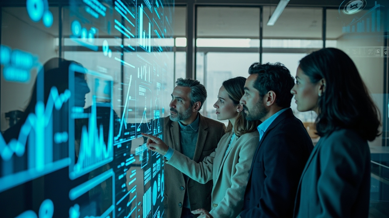 B2B marketing team analyzing content distribution performance on a dashboard