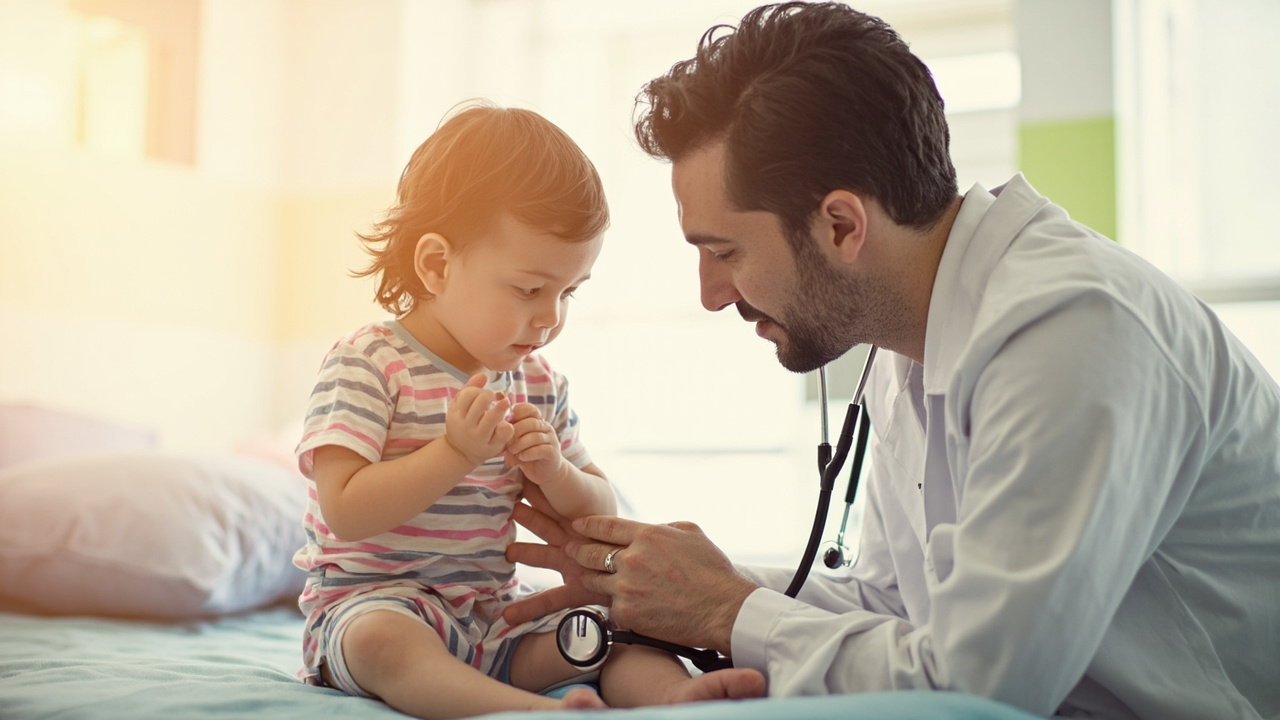 pediatrician examining a child