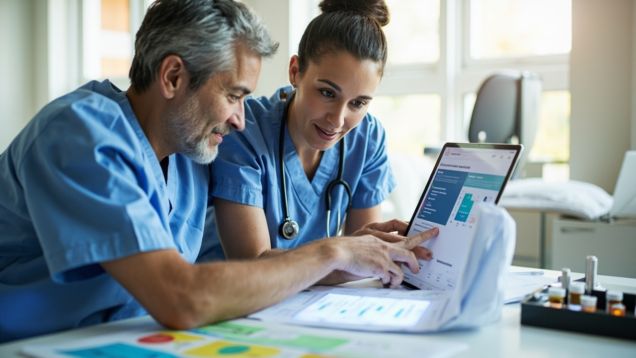 Healthcare professional assisting a patient with chronic disease management
