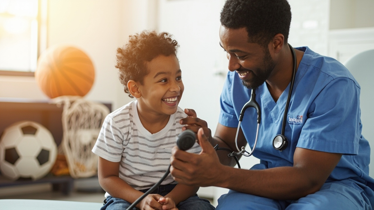 A child receiving a school or sports physical from an AccessHealth provider.
