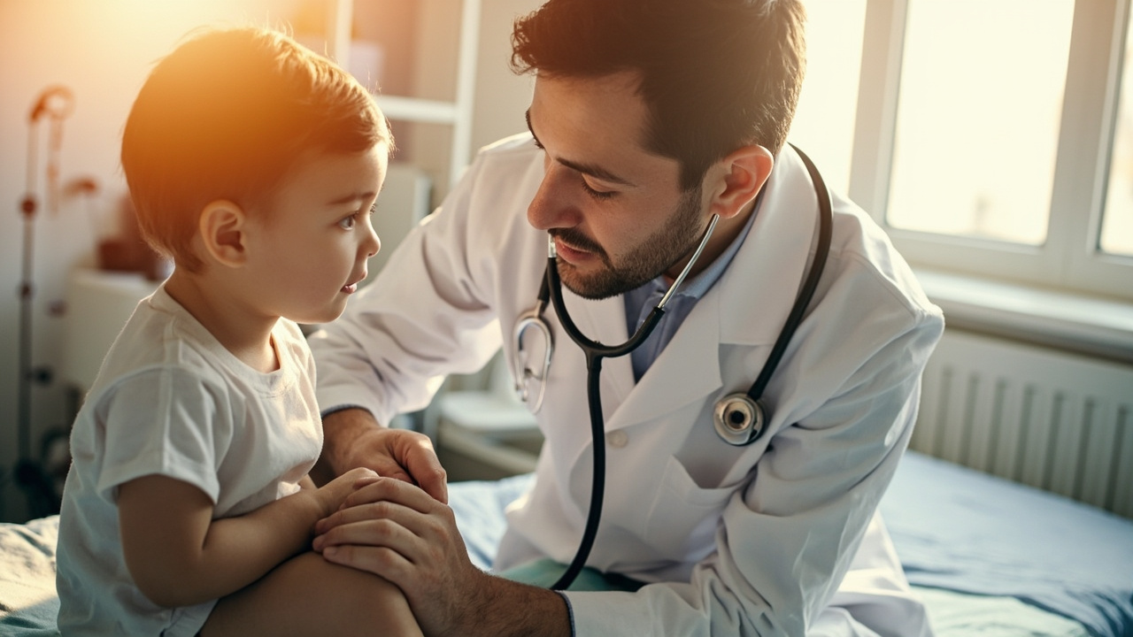 pediatrician examining a child
